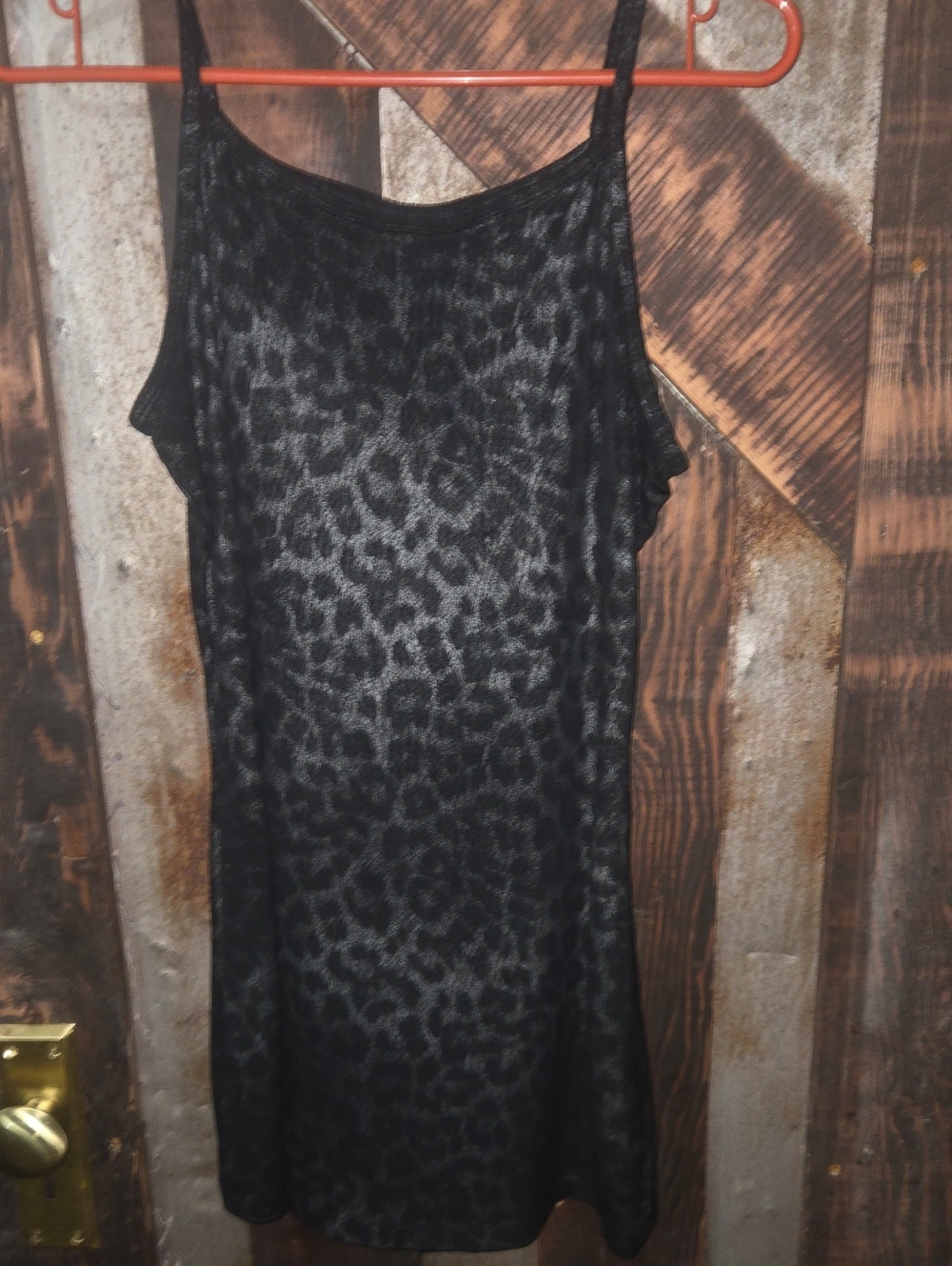 Bisou Bisou Black Leopard-Print Mini Slip Dress